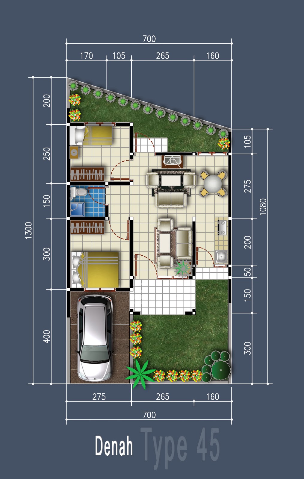 Minimalist House Plan Design Type 45 | Info Tazbhy