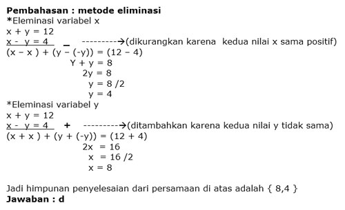 Contoh soal persamaan linear dua variabel kelas 11