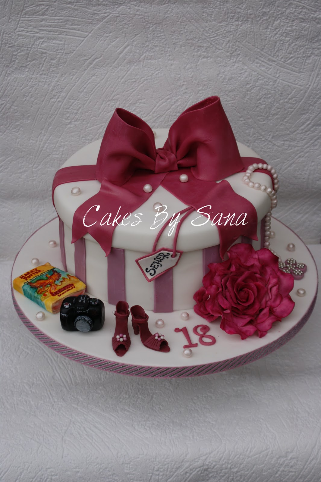 cakesbysana Hat box cake for 18th birthday