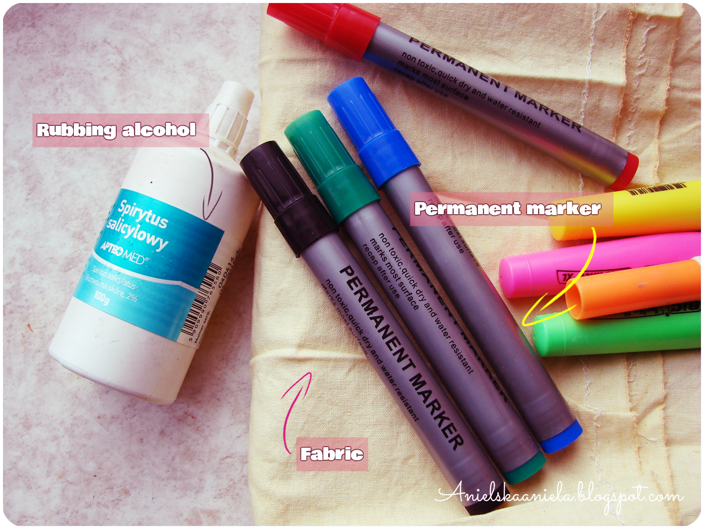 how to dye fabric with permanent markers / farbowanie Diy Anielska