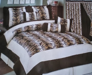 Safari Tiger Skin Printing 7 Pieces King Comforter Set Bedding in a Bag