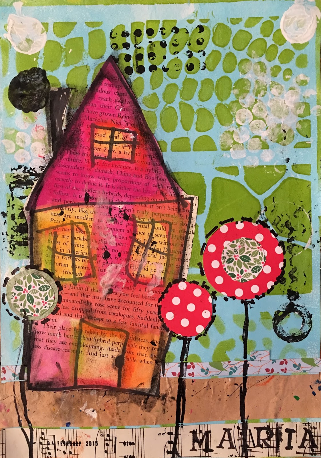Art Room Britt Collage Mixed Media Journaling Houses