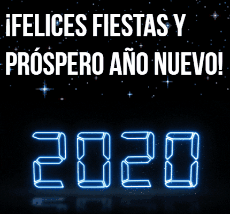 Gif originales de Feliz Año Nuevo 2020 Tarjetas con movimiento para saludar y enviar por WhatsApp
