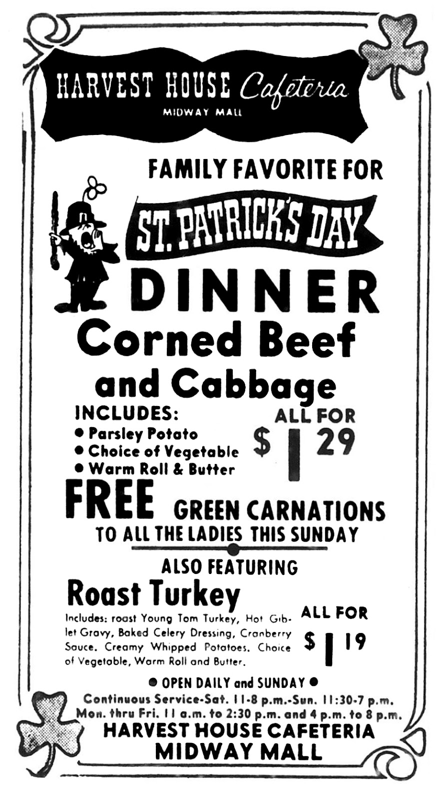 Brady's Bunch of Lorain County Nostalgia St. Patrick’s Day Ads 1964