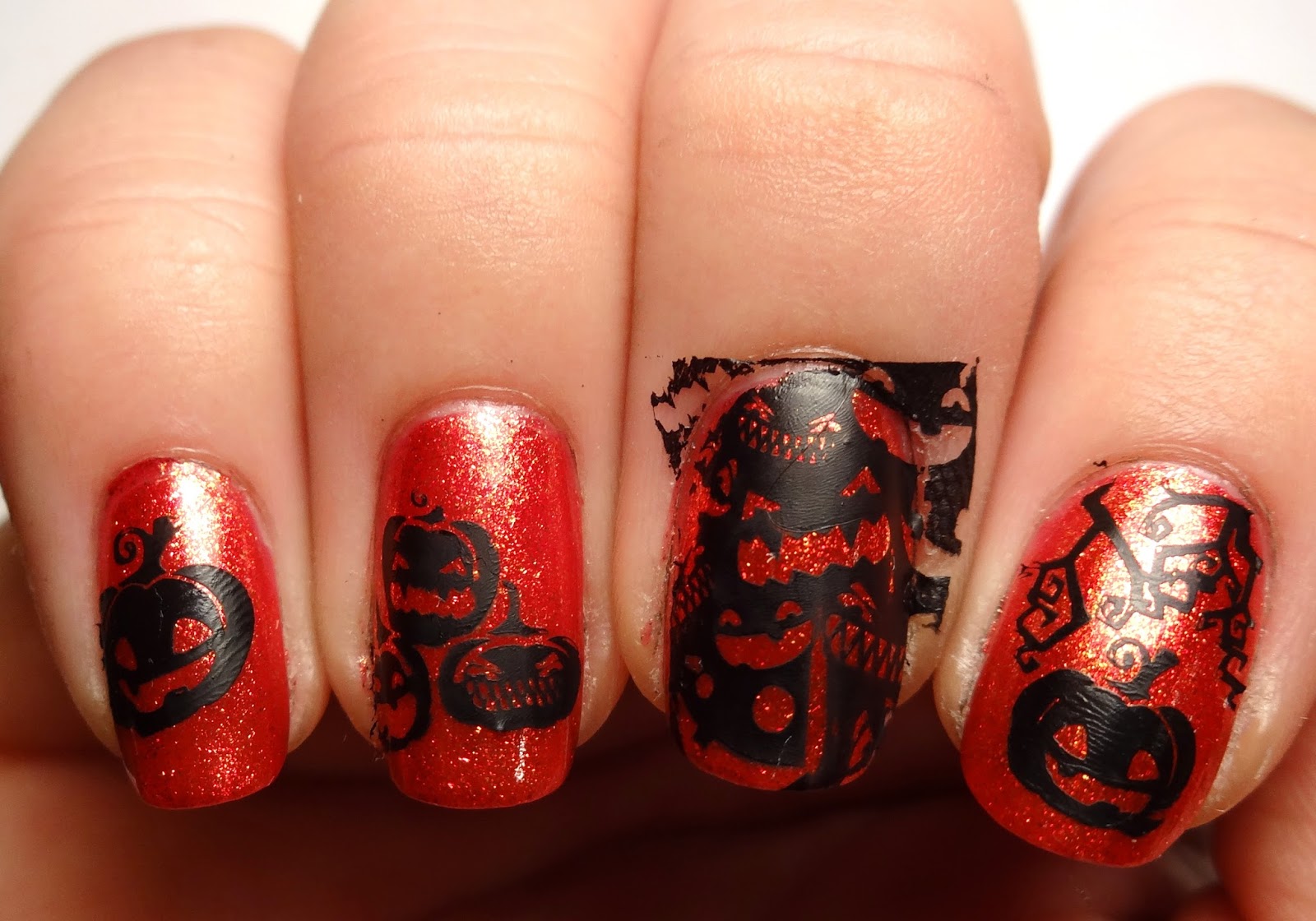 Stamped Pumpkin Nails