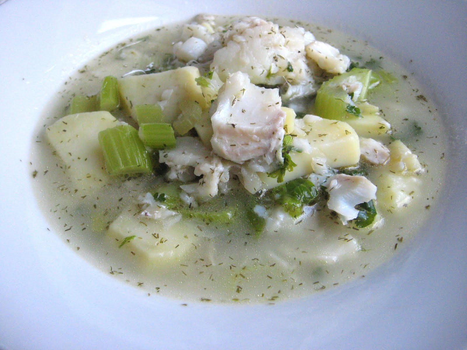 she's in the kitchen warm fish chowder on an icy day