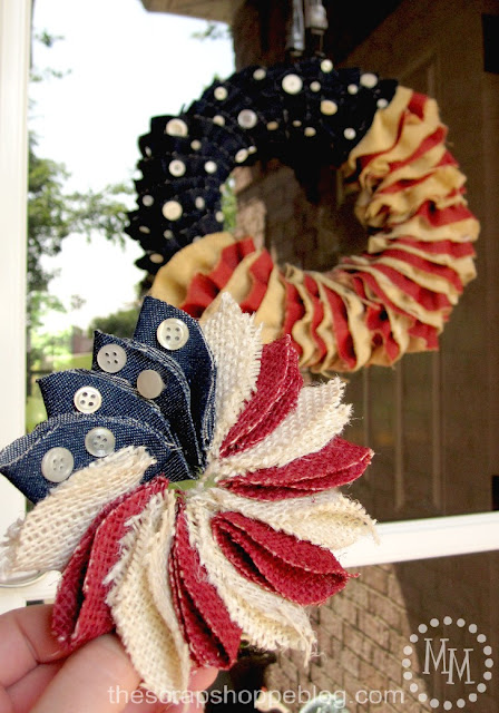 Mini Patriotic Wreath Pin and Patriotic ruffled wreath