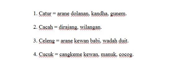 Homonim Bahasa Jawa Soal Baru