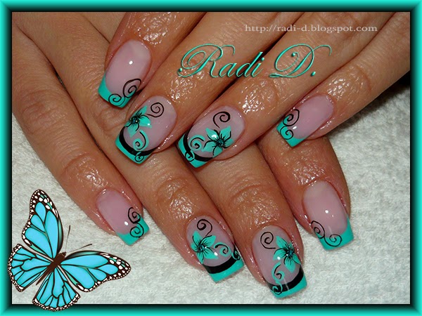 It`s all about nails: Mint French & Flowers