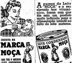 Propaganda do Leite Moça que fazia substituição ao leite materno, em 1949.