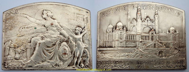 Plaqueta Exposición Internacional del Trabajo y las Industrias de Turín 1911