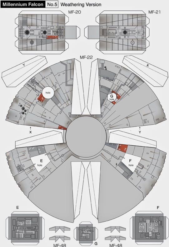 Maqueta descargable y recortable del Halcón Milenario6
