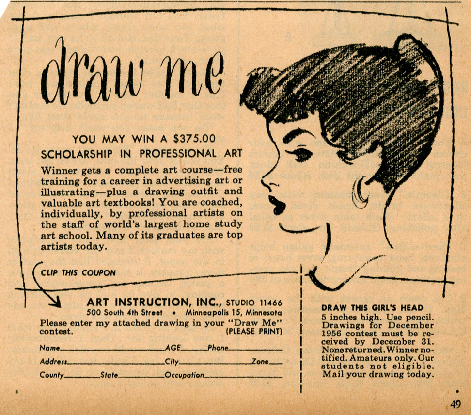 Mitch O'Connell "Draw Me!" The Classic Ads of Art Instruction Inc.!