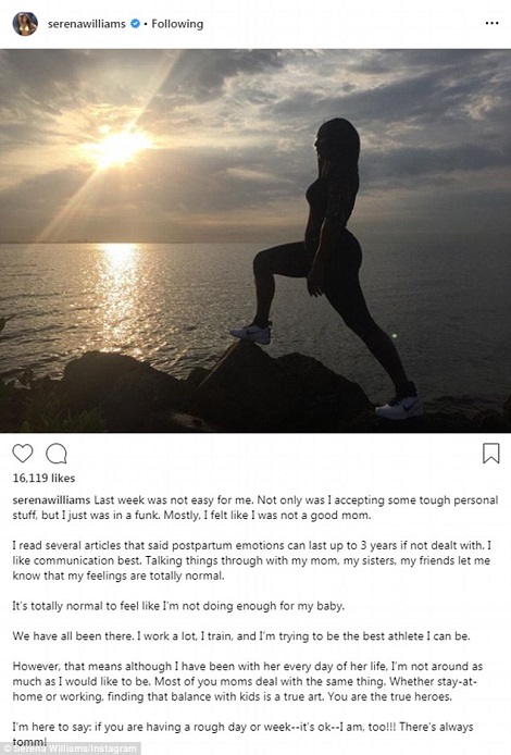 Serena Williams Reveals She's Suffering 'Postpartum Emotions', Attributes It To Her Loss Serena Williams Reveals She's Suffering 'Postpartum Emotions', Attributes It To Her Loss