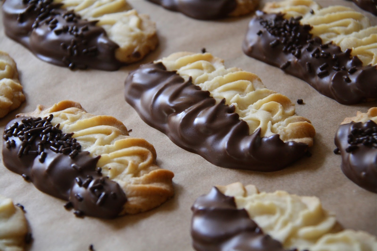 salted sugared spiced™: Chocolate Dipped Viennese Biscuits
