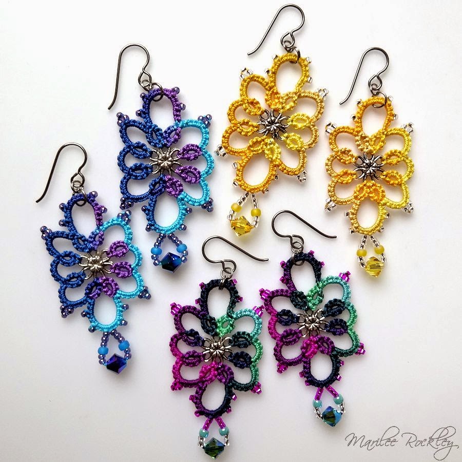Yarnplayer's Tatting Blog Mixed Media Earrings Tatting, Beads, and