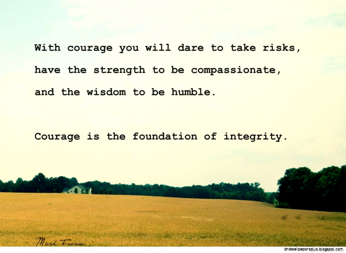 Mark Twain courage quote with wallpaper