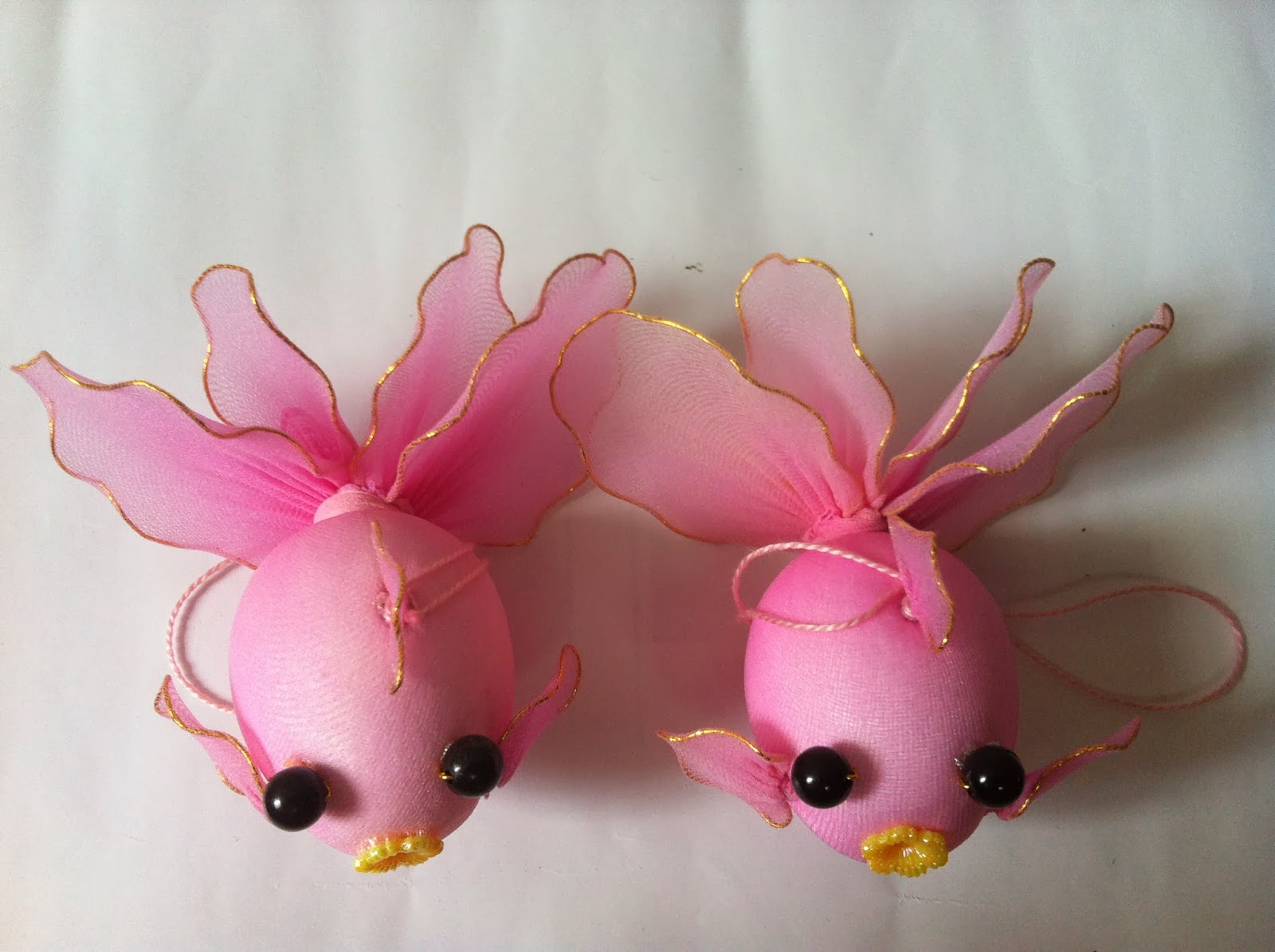 Handmade Stocking Flowers Singapore Art and Craft Pink Gold Fish