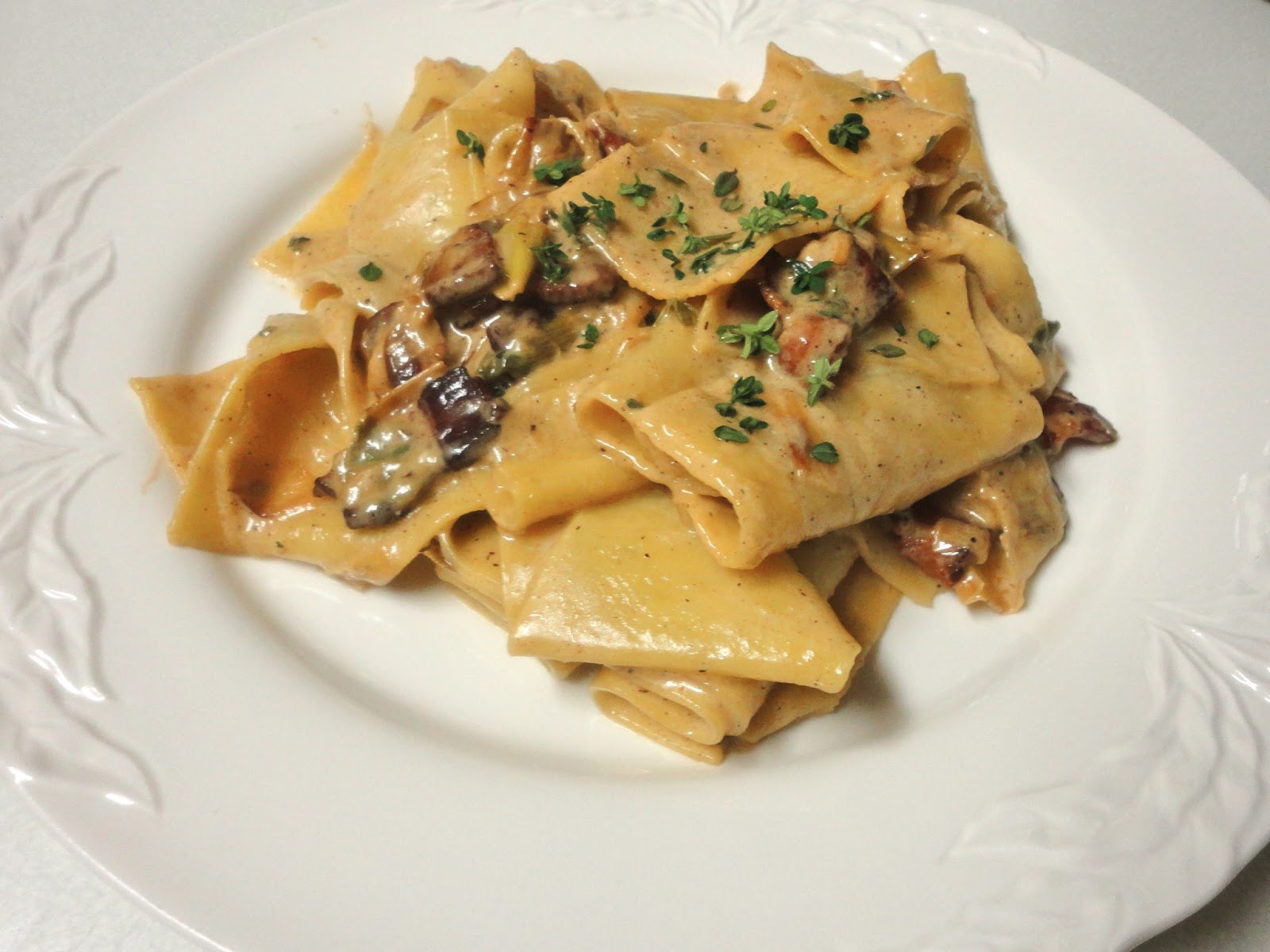 Pappardelle with Creamy Leeks and Bacon