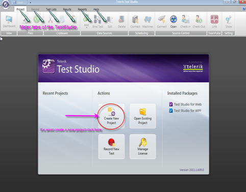 How to create a new project in test studio & How to open Existing ...