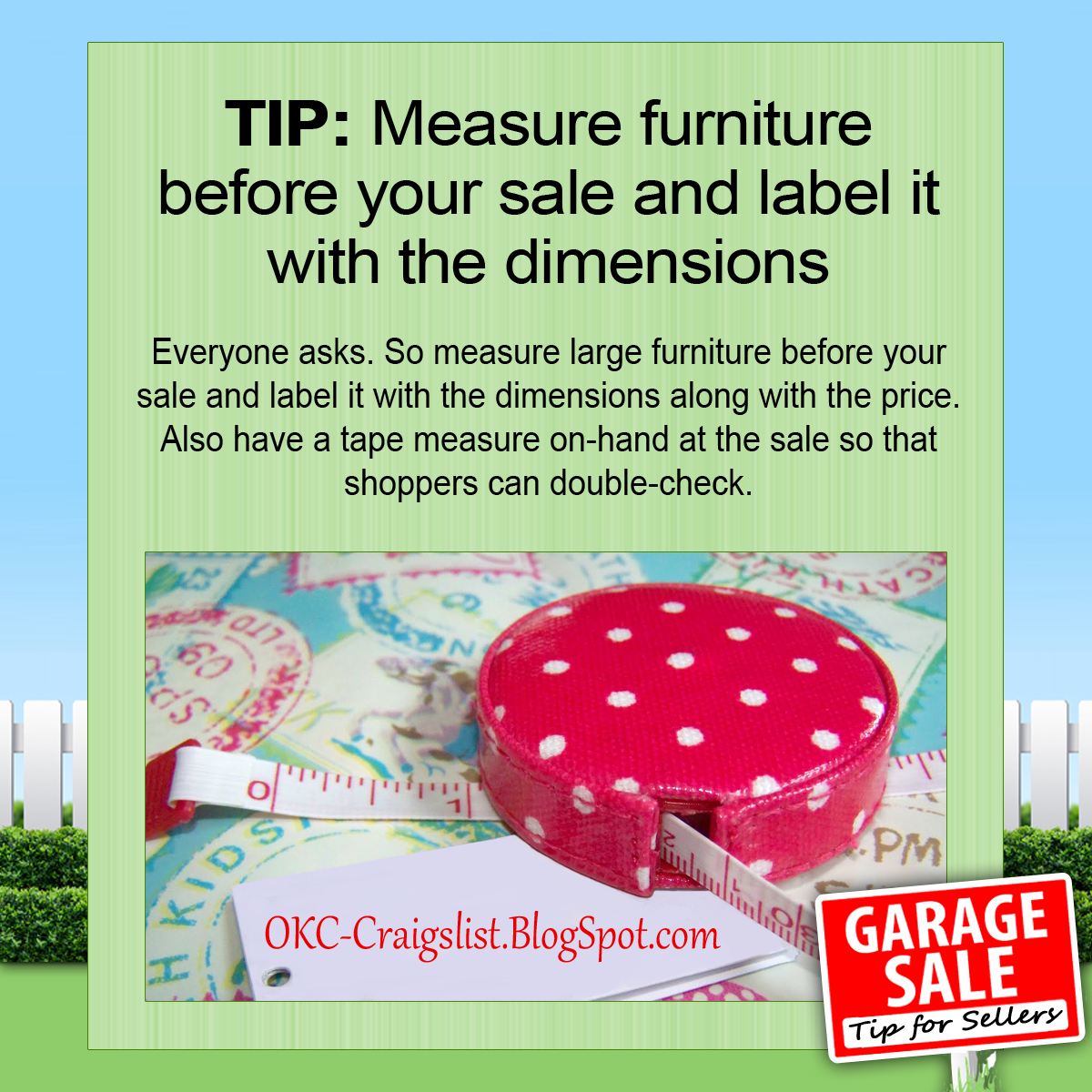 GARAGE SALE TIP Does Your Furniture Measure Up? Craigslist Garage Sales