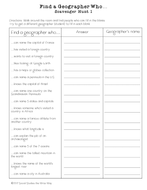 Teaching the Write Way: Find a Geographer - AWESOME "Getting to Know ...