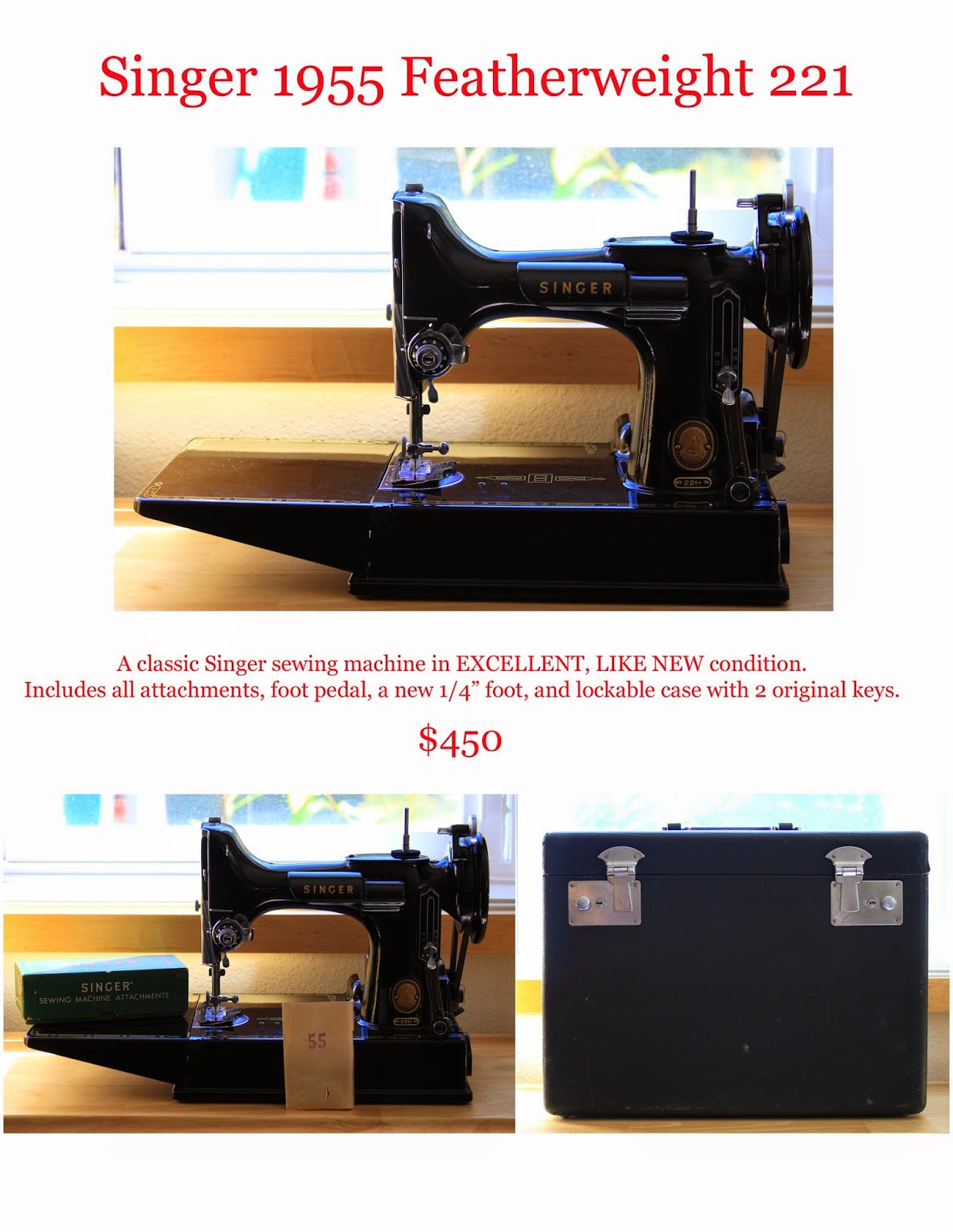 Thimble Chatter Featherweight Sewing Machine for Sale