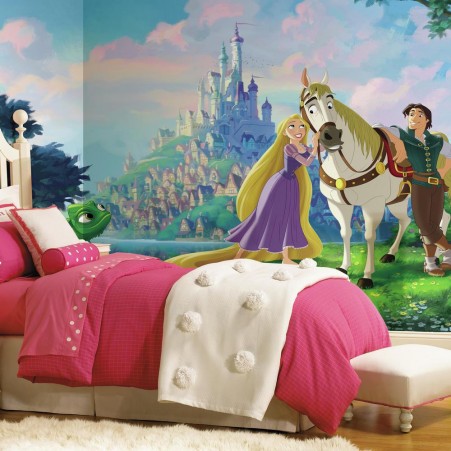 disney tapet trassel fototapet tangled slott tjejtapet barnrum flicktapet