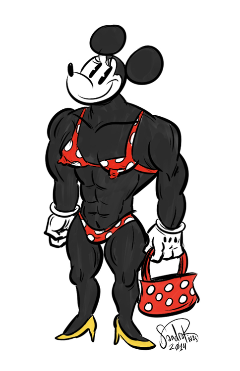 Mighty muscle mice - Mickey and Minnie as bodybuilders.