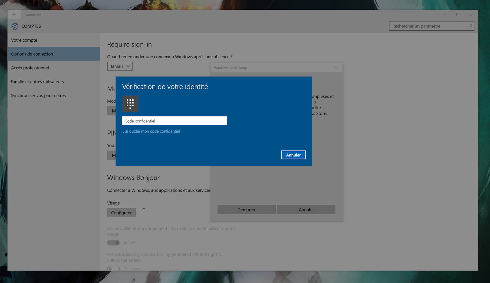 configurer windows hello