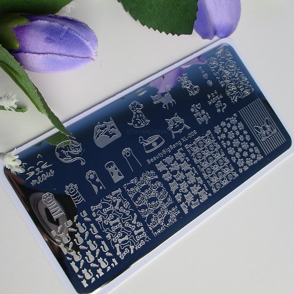 Placa Dog Paws Rectangle Nail Stamping Plate Cute Cat Theme For Manicure SKU:BBBXL-008 