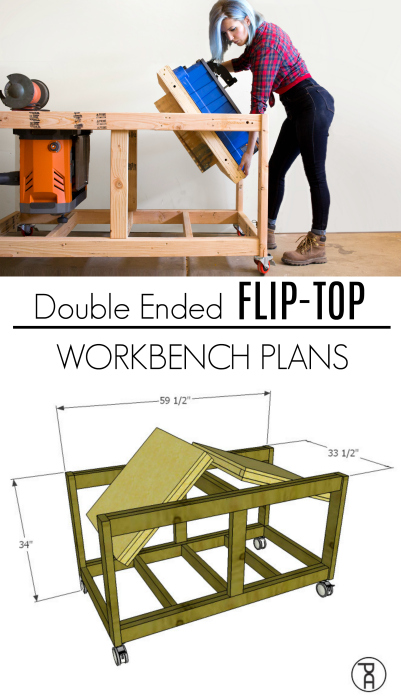 how to build DIY wood simple flip-top planer outfeed workbench planer tool stand