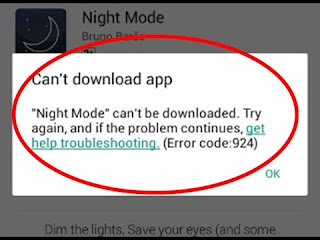 Error code 924 play store