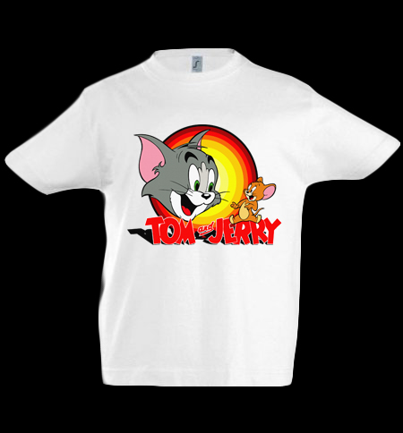 Round Neck  kids T-shirt Tom and Jerry Print