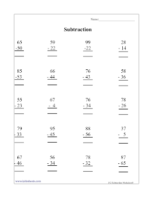 Kidz Worksheets: First Grade Subtraction Worksheet9