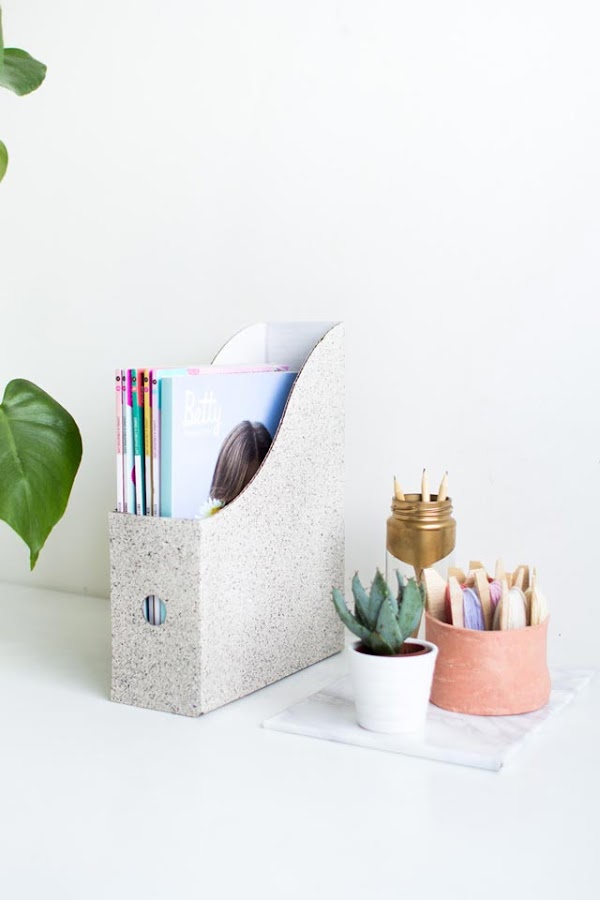 Diy archivador con efecto granito