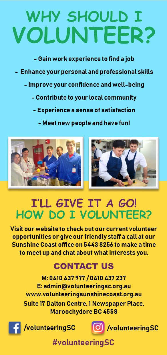 Jason Ridley's Portfolio Flyers for Volunteering Sunshine Coast