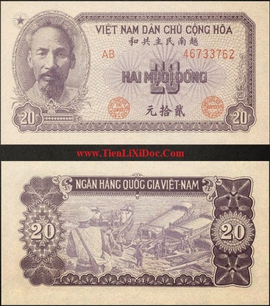20 Đồng Việt Nam Dân Chủ 1951(Tím)