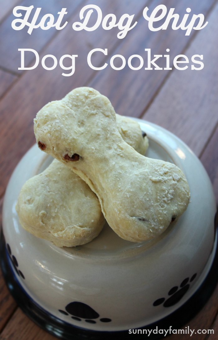 Hot Dog Chip Dog Cookies with only 4 ingredients! Easy to make and your dog will go crazy for them!