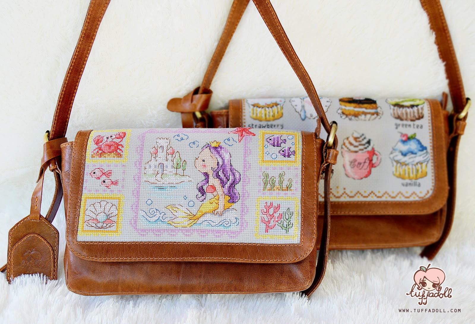 Tuffadoll Cross Stitch Leather Sling Bag