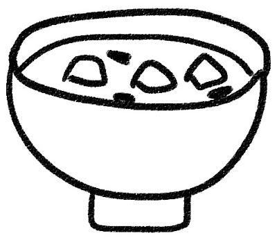 お味噌汁のイラスト モノクロ線画
