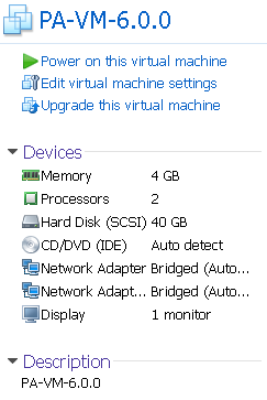 Configure Palo Alto VM 6.0.0 in Vmware Workstation and ESXi