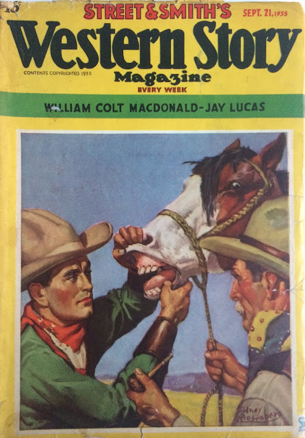 Cover for Western Story magazine. September 21, 1935 by Sidney Riesenberg