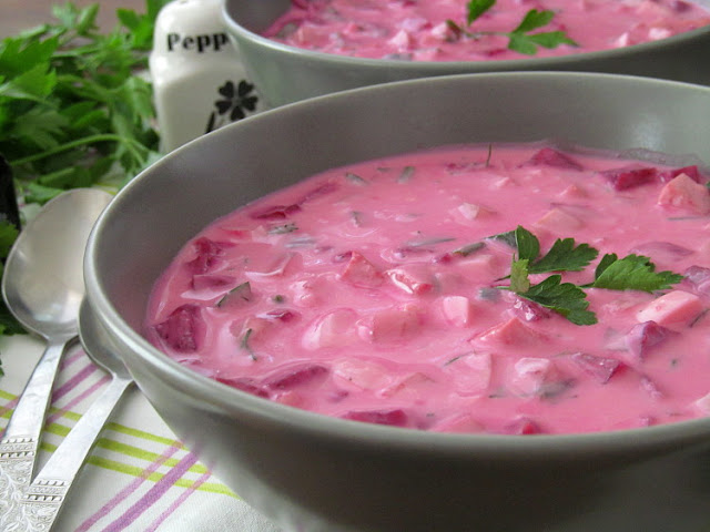 Холодный суп с маринованной свеклой (Aukstā zupa)