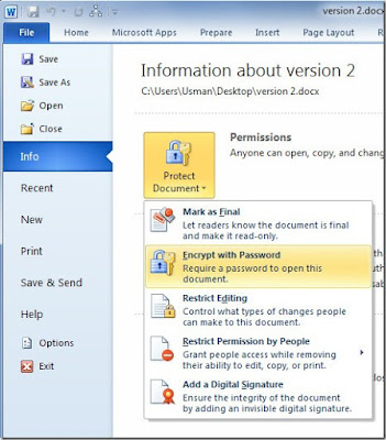 Memberi Password pada dokumen word 2010 Cara Membuat Password Pada Dokumen Word 2010