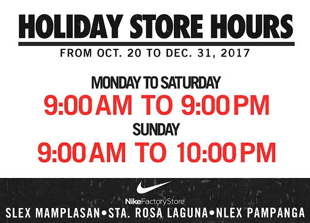 nike outlet holiday hours