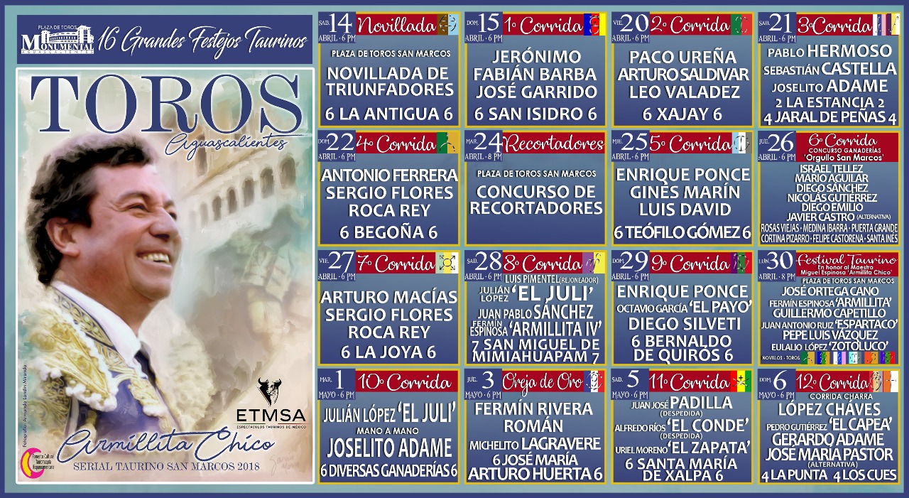 Cartel Taurino para la Feria Nacional de San Marcos 2018 Blog Aguascalientes Cartel Taurino para la Feria Nacional de San Marcos 2018 Blog Aguascalientes