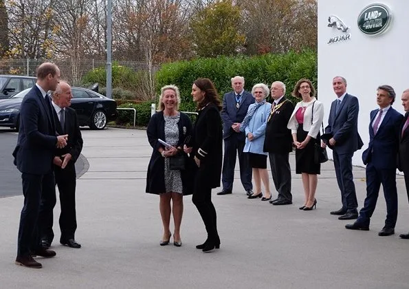 Kate Middleton wore Goat Washington coat, Kiki McDonough earrings, Russell & Bromley boots, Mulberry clutch