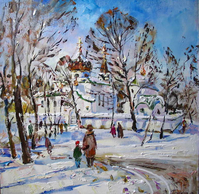зима в живописи В. Пешкун