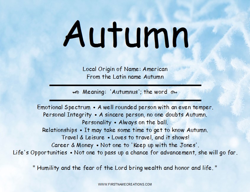 Autumn Name Meaning And Analysis ~ First Name Creations